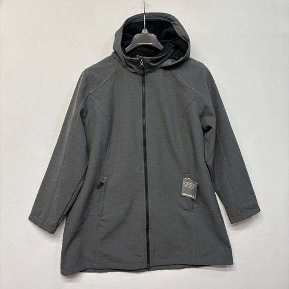 NWT Eddie Bauer Women 2X Windfoil Elite Soft Shell Trench Coat Jacket C065 -30 - Picture 1 of 16